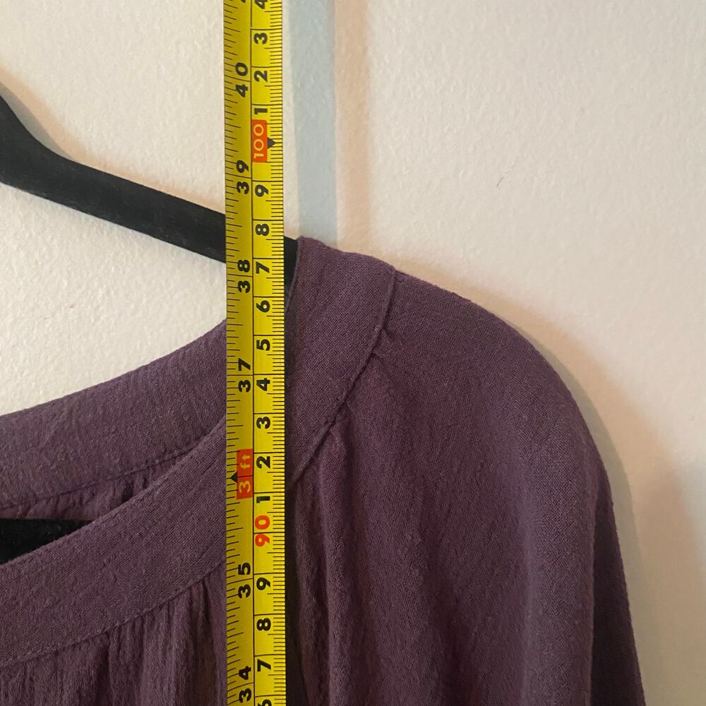Free People Purple Rouched Puff Sleeve Mini Dress Long Sleeve Women size Medium - Picture 8 of 10